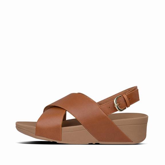 Sandales À Lanière Femme Fitflop Lulu Criss Cross Cuir Marron Clair (VKF850397)